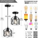 1-Light Vintage Hanging Light Pendant Light Fixture Farmhouse Basket Cage Hanging Ceiling Light with Metal Caged for Kitchen Island Dining Restaurant Room Hallway Hotel Bar