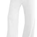 Womens Wide Leg Sweatpants Interior Drawstring Baggy Sweat Pants with Pockets Elastic Waisted Lounge Casual Trousers (Small, White)