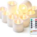 Homemory 12Pack 400+Hour Remote Control Flameless Candles, 2/4/6/8H Timer Led Votive Candles, Battery Operated Tea Lights for Wedding Table Centerpiece, Holidays, Halloween Pumpkins, Christmas Decor (White (Warm White Light))