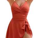 Blooming Jelly Womens One Piece Swimsuit Tummy Control Bathing Suit Gold Metal Tie Knot 2025 Swim Dress (XX-Large, Brick Red)