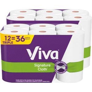 Viva Signature Cloth Paper Towels, 12 Triple Rolls, 141 Sheets per Roll (White)