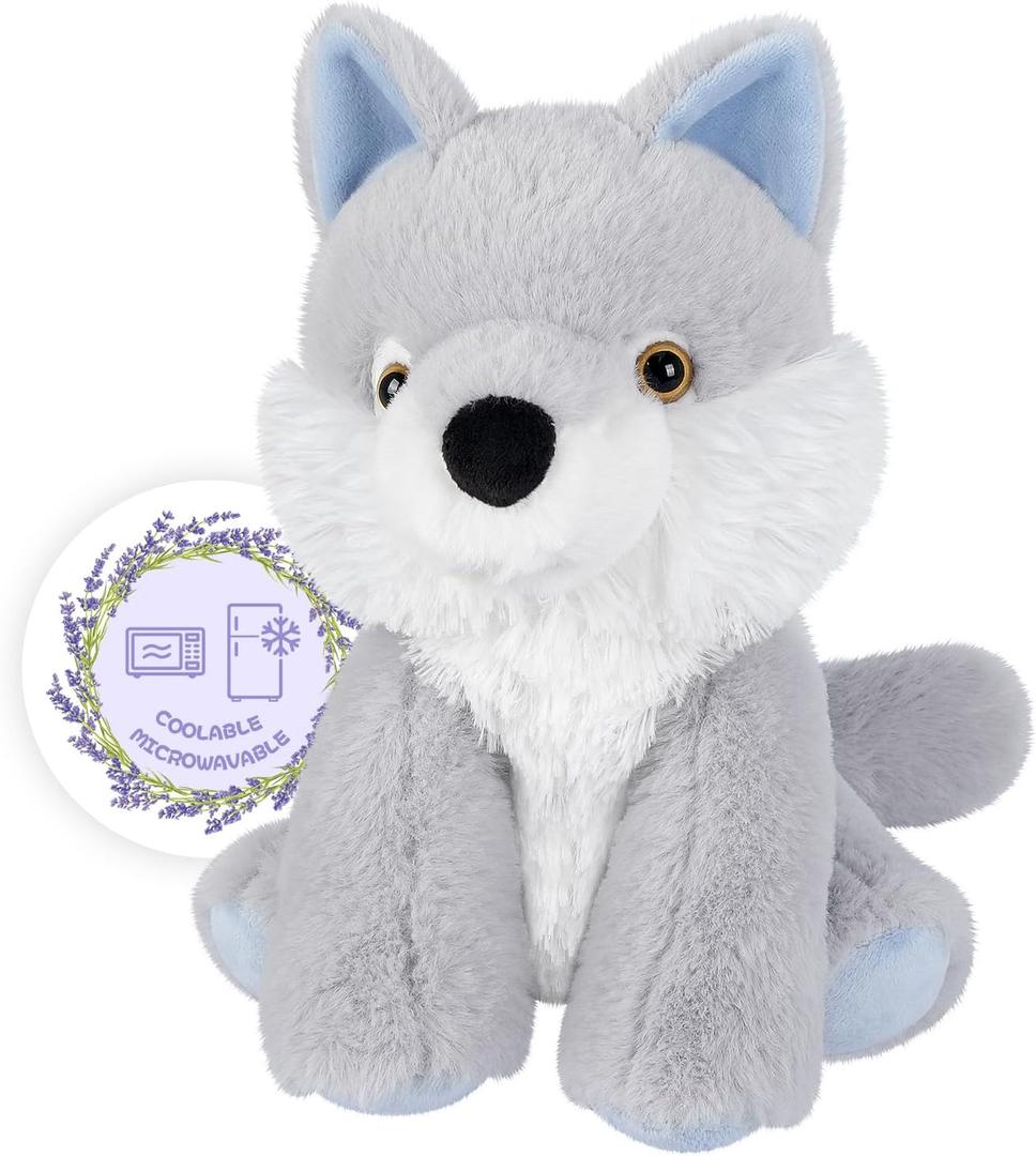 Heatable & Coolable Wolf Stuffed Animals, Cute Microwavable Heating Pad Plushies for Soothing & Relaxation, Stuffed Wolf Plush Toys, Wolf Plush Toy Gift