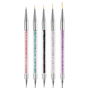 Nail Art Brushes, 3pcs Double-Ended Acrylic Nail Brush Set with 10/12/15mm Nail Liner Brushes and Dotting Pens for French