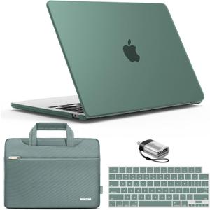 IBENZER Compatible with MacBook Air 13 inch case 2026 2025 2024 2023 2022 M4 A3240 M3 A3113 M2 A2681, HardShellCase & Sleeve & KeyboardCover &Type-C Adapter, Midnight Green, KK-MTGN+3