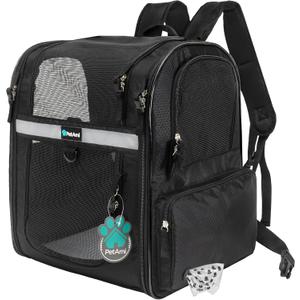 PetAmi Dog Backpack Carrier for Small Large Cat, Pet, Puppies, Ventilated Pet Hiking Backpack Travel Bag, Airline Approved Cat Backpack Carrier, Safety Back Support, Camping Biking, Max 18 lbs, Black