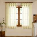 Pinch Pleated Sheer Curtains 63 Inches Long 2 Panels Set Light Filtering Semi Voile Sheer Privacy Drapes with Pinch Pleated Design for Kids'Bedroom, bathroom window(Beige, 42 W x 63 L, 2 Panels)