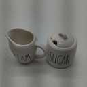 Sugar and Creamer Set, Cream Container and Sugar Holder Set for Coffee Bar, Farmhouse Sugar Bowl with Lid and Spoon, Ceramic Sugar Dispenser and Creamer Pitcher Set for Countertop (White)