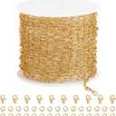SMYHTGLIF 16.4 Feet Gold Stainless Steel Jewelry Making Chains Oval Embossed Chain Bulk DIY Paperclip Chain with Lobster Clasps and Jump Rings for Jewelry Making
