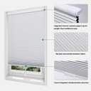 Tonature Upgrade No Drill No Tools Cellular Shades for Indoor Windows 38mm Honeycomb Blinds Cordless Free Stop Blinds for Windows White Blackout 22"w x 64"h, White-blackout
