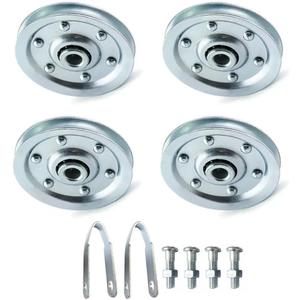Garage Door 3"" Pulley Kits, Kits Including 2 Stationary Pulleys and 2 Rear Wheel Pulleys with Clevis Fork,Garage Door Parts, Silver