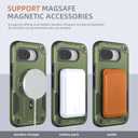 Google Pixel 10a case[Compatible with MagSafe][with (2 Pack) Tempered Glass Screen Protector][Built in Invisible Stand]Not Fadingmilitary-grade Shockproof Protective Phone Cover 6.3-inch(Green)