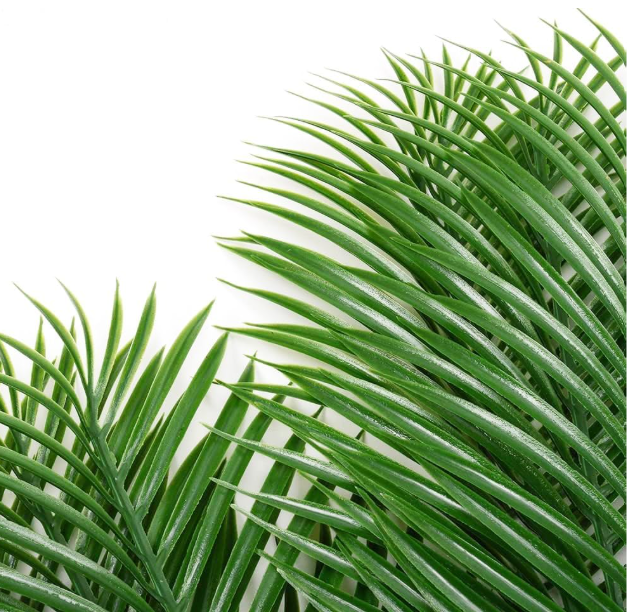 6 pcs Artificial Palm Leaves Branches for Palm Sunday Faux Fake Palms Frond Plant Artificial Tropical Plants for Floral Arrangement Hawaiian Luau Jungle Beach Wedding Party (Green) 