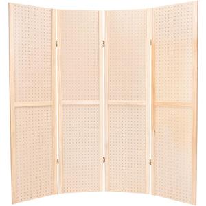 SSWBasics 5 Foot 4-Panel Folding Pegboard Stand for Crafting - Versatile Pegboard Display and Room Divider - Paint-Ready Surface for Customization - Perfect for Trade Shows, Flea Markets, and Home