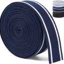 Webbing 1.5 Inch for Bag Strapes, 6 Yards Navy Blue and White Stripes Pattern Polycotton Webbing 1 1/2 Inch for Making Backpack Purse Belt Straps