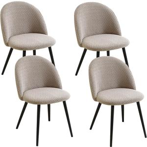 Mid Century Modern Dining Chair Covers Set of 4 Stretch Curved Back Dining Room Chair Slipovers Armless Round Back Chair Slipcovers for Kitchen Office Living Room Khaki