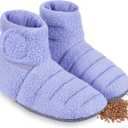 REVIX Microwavable Foot Warmers, Heated Booties for Cold Feet & Discomfort Relief, Microwavable Slippers with Adjustable Fit and Non-Slip Sole for Women & Men, Purple S