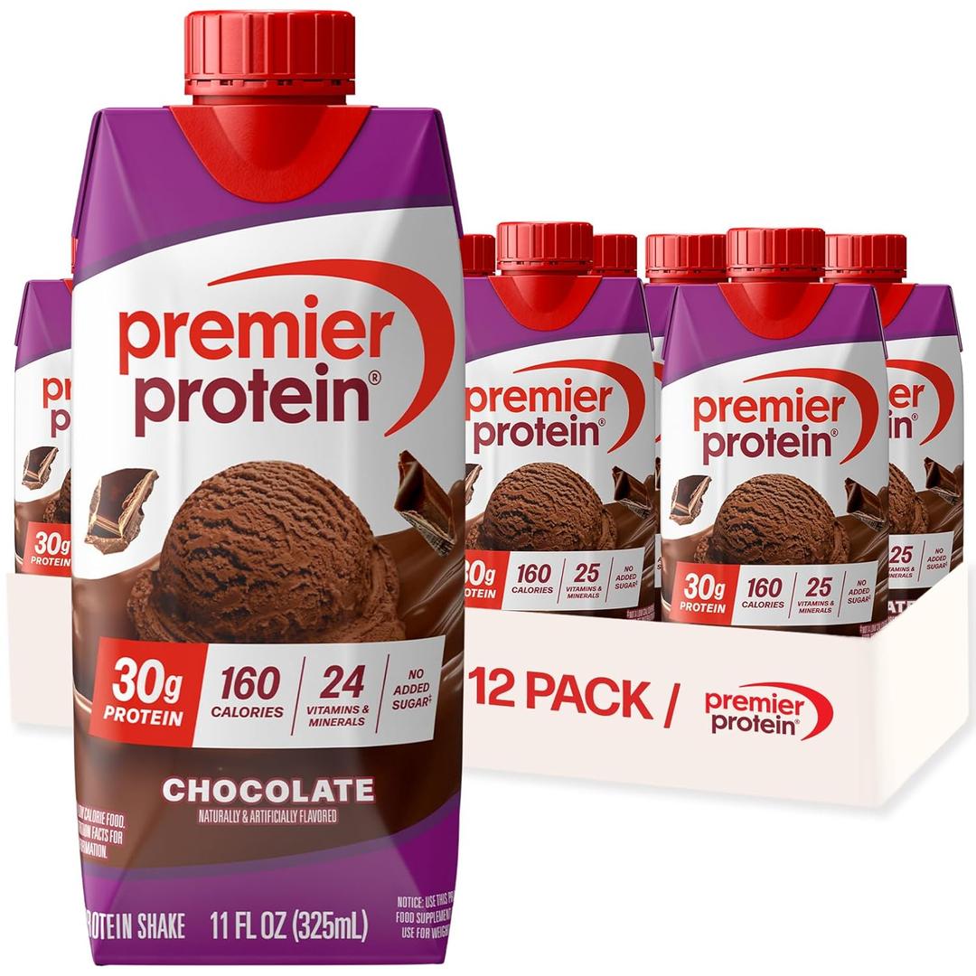 Premier Protein 30g High Protein Shake, Chocolate, 12 Pack
160 Calories, 24 Vitamins & Minerals, No Added Sugar, Supports Muscle Health, Gluten-Free, 11 oz