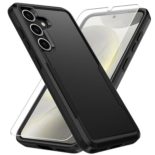 for Samsung Galaxy S25 Case, with HD Screen Protector [Military Grade Drop Tested] Heavy-Duty Tough Rugged Shockproof Protective Case for Samsung S25, Black