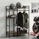TONGMO Motorcycle Gear Rack, Heavy Duty Helmet Stand, Large Motorcycle Gear Storage Rack for Helmet, Jacket, Boots & Riding Accessories