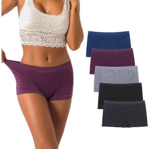 DEEP TOUCH Boy Shorts Underwear Women Ladies Boyshorts Panties Spandex Panty Workout Boxer Briefs (Large, Set-b1)