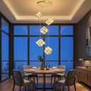 5 Lights Modern Crystal Pendant Lights for Dining Room LED Dimmable Pendant Lighting Chandelier for Kitchen Island Foyer Hallway Stairwell Gold