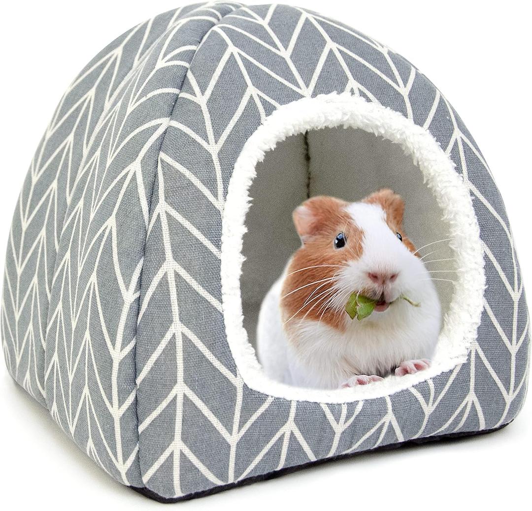 Guinea Pig Hideout Bed Dwarf Rabbit House Cave Accessories Cozy Hide-Out for Little Bunny Hedgehog Ferret Chinchilla & Other Small Animals (Grey)