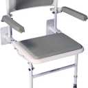 Wall Mounted Foldable Shower Seat with Independently Folding Padded Arms, Back & Seat – Ideal for Seniors, Elderly, Pregnant Women, and Disabled Individuals – Adjustable Height for Customized Comfort