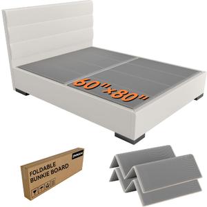 20mm Heavy Duty Bunkie Board Queen Size (60"x80") w/ Foam Padding MDF Low Profile Bed Board for Sagging Mattress, Noise Minimizing and Breathable for Platform, Slatted and Metal Frames