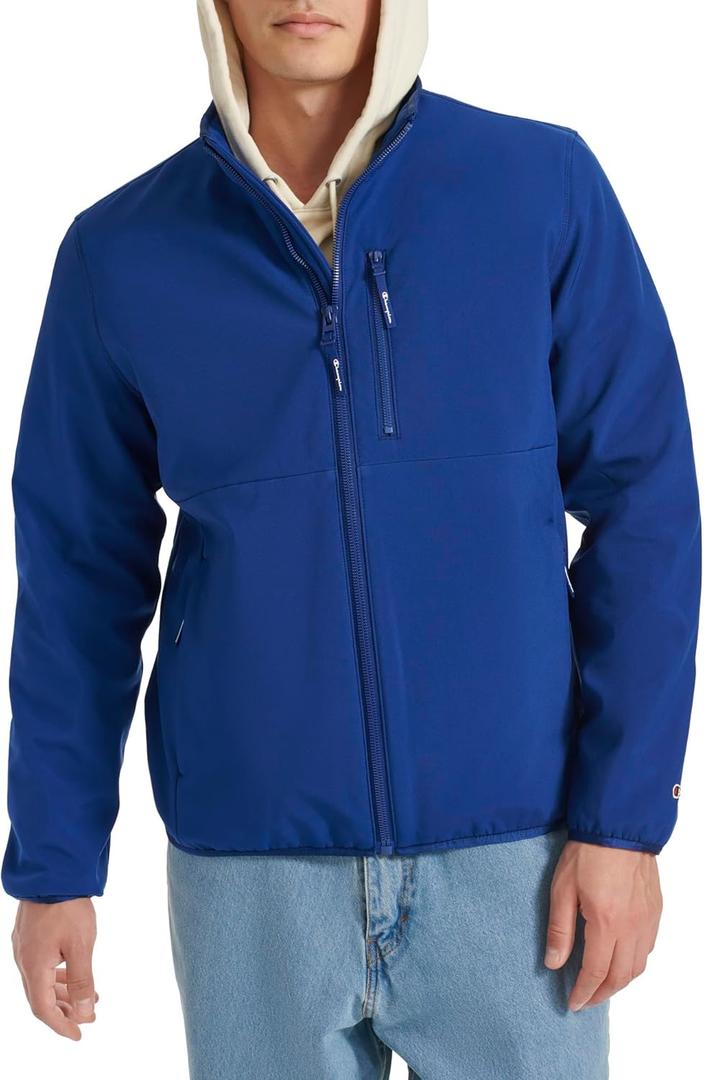Champion mens Lightweight Active Soft Shell Jacket With Stand Collar (Small, Blue)