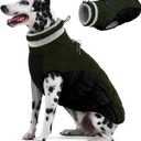 AOFITEE Dog Coat, Warm Dog Jackets for Large Dogs, Reflective Turtleneck Dogs Winter Coat with Harness Built in, Waterproof Windproof Pet Snow Jacket Fleece Vest for Cold Weather, Green XXL