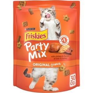 Purina Friskies Cat Treats, Party Mix Original Crunch - 30 oz. Pouch (1.88 Pound (Pack of 1))