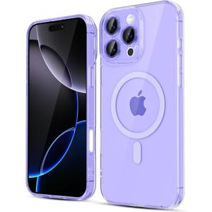 LoeoeL for iPhone 16 Pro Max Case Clear Mag Safe, Magnetic Transparent TPU Silicone Compatible with Magsafe Phone Case for Women, Slim Thin Glossy Non-Yellowing Bright Hard Plastic, Purple Lavender (Lilac)