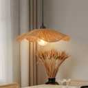 Arturesthome Small Boho Woven Twine Pendant Light Modern Ceiling Hanging Light Handwoven Chandelier for Dining Room Restaurant Bedroom 15.7"