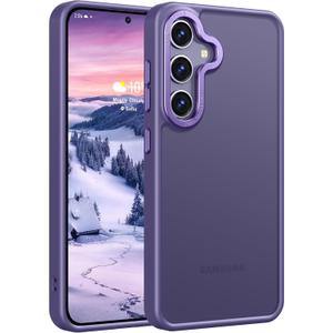 Rayboen for Samsung Galaxy S24 Plus Case, Translucent Matte Silky Feel PC Back Soft Silicone Edge Metallic Camera Lens, Shockproof Durable Slim Fit Phone Cover for Samsung S24+ Plus, Matte Purple