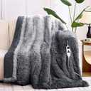 Heated Electric Blanket ThrowFaux Fur with Soft Thick Sherpa,Warm Winter Birthday Gifts for Women Grandma10 Heat Settings,5 Time Settings with Fast Heating,ETL 50x60, Foggy Dusk