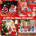 Crochet Christmas Tree Kit,Finished Product DIY Crochet Christmas Tree Kit Tree Bow Pearl Embellishment DecorationsSuitable for Christmas, Holidays, Parties Etc(Green+Red)