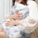 Pack of 2 Fluffy Faux Rabbit Fur Pillow Covers 20x20 inch Super Cozy Plush Fuzzy Bubble Pillow Cases for Throw Pillows, Cream Soft Farmhouse Home Decorative Cushion Cover for Sofa Bedroom Pillow Shell (Blue White)