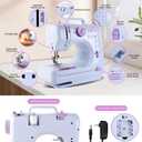 Mini Sewing Machine for Beginners & Kids, Portable Sewing Machine with 12 Stitches, Extension Table & Foot Pedal | Maquina de Coser Portatil for Adults, DIY & Household Repair (Purple)