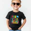 First Day of Preschool Shirt Pre K Shirts for Girls Boys Toddler Kids 1st Day of Prek Gift Cotton Tee 2T 3T 4T (Black)