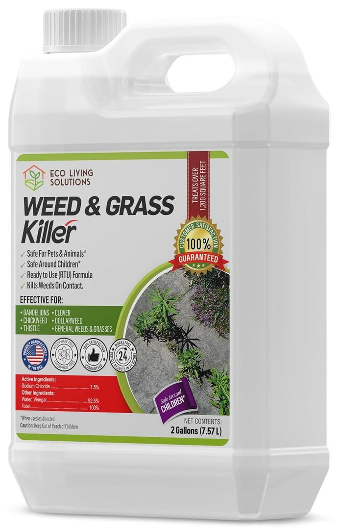 ECO Garden PRO - Organic Vinegar Weed Killer | Kid Safe Pet Safe | Clover Killer for Lawns | Moss Killer | Green Grass & Poison Ivy Killer | Spray Ready Glyphosate Free Herbicide (2 Gallons)