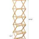 Bamboo Shoe Rack 6 Tier Foldable Shoe Rack Narrow Vertical Shoe Organizer Free Standing Shelf, Multifunctional Slim Storage for Entryway, Corner, Bedroom, Hallway, Wood Color