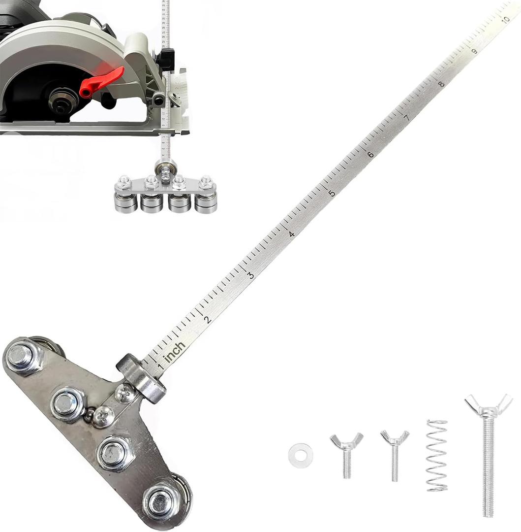 Circular Saw Guide Rail, 31.5in Positioning Calipers for Circular Saw, Stainless Steel Rip Cut Circular Saw Guide, Adjustable Guide Rail for Woodworking Positioning Cutting, 32in
