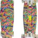 Skateboards Complete 22 Inch Mini Cruiser Retro Skateboard for Kids Boys Youths Beginners