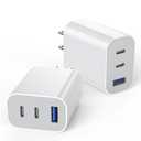 [2-Pack]iPhone 17 16e 15 Charger Block,35W 3-Port Fast USB C Charger Block Dual Port PD Power Adapter + QC Wall Plug Multiport USBC Wall Charge Block for iPhone 17/17 Air/17 16 15 Pro/Pro Max/14/13/12