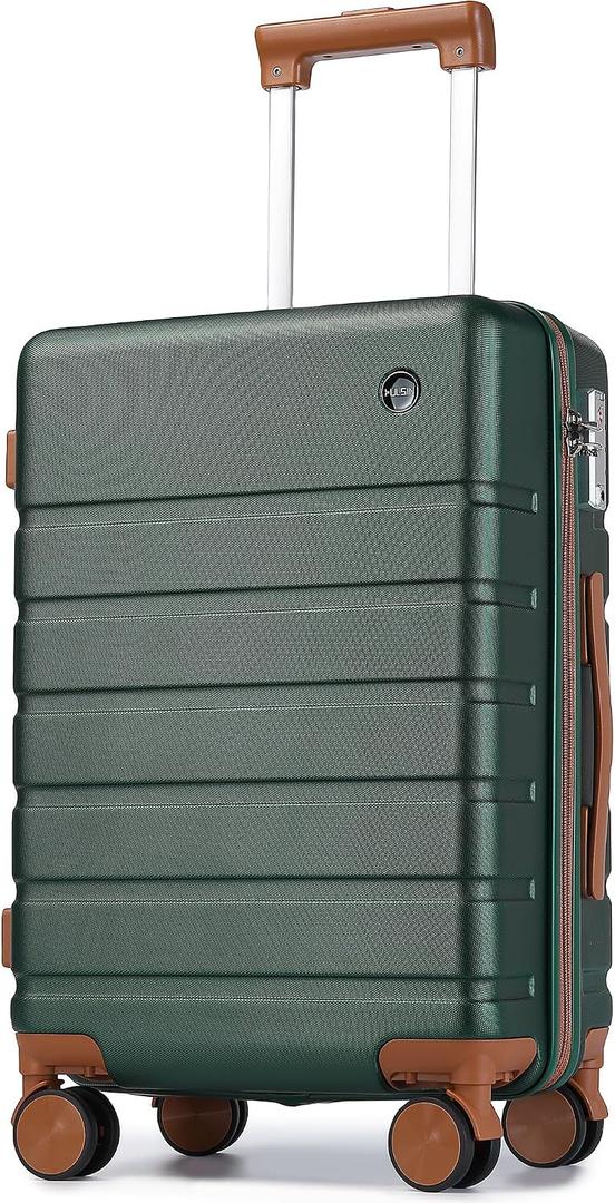 Hulsin Carry on Luggage Suitcase, 22x14x9 Airline Approved 20 Inch Hardside Carry-on Luggage with Spinner Wheels, Hard Shell Luggage with TSA Lock, Hard Case Small Travel Suitcase (Green, 20-Inch)