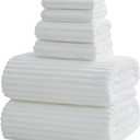 6-Piece Bath Towel Set(30"x60"), 2 Large Bath Towel Sheets, 2 Hand Towels and 2 Washcloths - Highly Absorbent Quick Dry Microfiber,Ultra Soft Towel Set for Bathroom(White