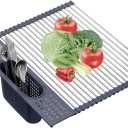 LEMIKKLE 17" x 15" Roll Up Dish Drying Rack Over The Sink Dish Drying Rack,Multi-Purpose Kitchen Rolling Dish Drainer Foldable SUS304 Stainless Steel Dish Drying Rack