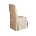 SureFit Home Décor Duck Solid Long Full Length Dining Room Chair One Piece Slipcover, Relaxed Fit, 100% Cotton, Machine Washable, Natural Color