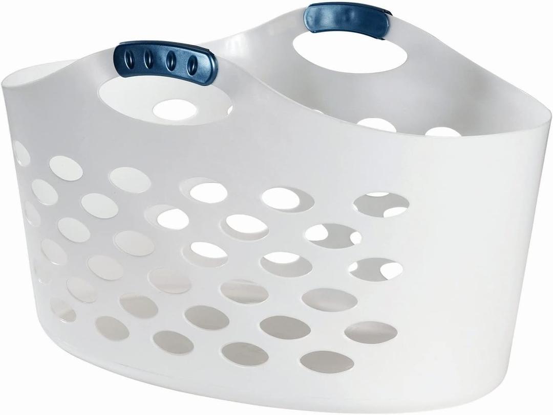 Rubbermaid 1.5 Bushel Capacity Durable Versatile Flex N Carry Portable Flexible Laundry Basket With Convenient Carrying Handles, White, Organization and Storage for Laundry/Garage/Home, No Size