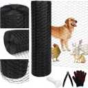 Black 19GA Chicken Wire 48inx150ft, Chicken Wire Fencing, Garden Fence, Metal Poultry Wire Netting, Galvanized PVC Coated Mesh for Animal/Rabbit/Floral/Chicken Coop/DIY Projects.